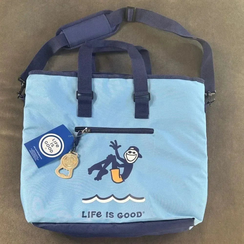 Life Is Good 36 Can Blue Deluxe Insulated Tote Cooler Bag NWT